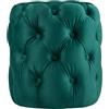 CLP Pouf Rotondo in Velluto Drancy, Imbottito con Bottoni Decorativi, Stile Chesterfield, Pouf per Soggiorno, Camera da Letto, Colore:Verde Scuro, Dimensione:M
