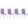 CLP Set 4 Sedie Visitatore Pepe I Sedia Attesa Con Seduta In Legno E Telaio In Metallo Cromato I Sedia Ergonomica E Facile Da Pulire, Colore:viola