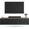 Planetmöbel Mobile TV West, porta TV lungo 140 cm, mobiletto TV sospeso o da appoggio, mobile TV per soggiorno, mobile porta TV 37,8 x 140 x 30 cm, rovere dorato nero carbone