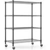 Himimi Scaffale in Filo a 4 Livelli con Ruote e Piedini di Livellamento, Altezza Regolabile, Scaffale di Stoccaggio in Metallo per Cucina, Bagno, Camera da Letto,Capacità di 500 kg, 90*45*183 cm, Nero