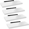 WOLTU Mensola da Muro, Set di 4, Scaffale Sospeso da Parete Libreria Piccola per Soggiorno Cameretta Porta CD DVD, Pannello MDF 60x22,9x3,8cm, Bianco, RG9478ws-4