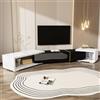 ZKLOEP Mobile TV moderno, lunghezza variabile 140 - 260 cm, effetto marmo bianco e nero lucido con accenti dorati, girevole