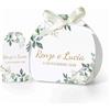 FERDINANDO FAMA' FAMÀ - Scatoline Portaconfetti Matrimonio Semicerchio Foglie - Bomboniera Personalizzabile in Cartoncino Pregiato - 24 Scatoline + 24 Tag
