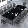 ZRBDDEF Grande Tavolo Riunioni Ufficio - Tavolo Conferenza Moderno con Passacavi,Struttura in Metallo Robusta,Design Rettangolare Nero-Bianco per 8-12 Persone (senza sedie)