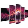 islandburner Prime Quadro su tela, paesaggio panoramico in stile cyberpunk, con enormi grattacieli, colori neon retrò