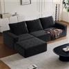 OOFAYJIA Divano ad angolo con funzione sleep modulare, 3 posti, divano letto con 3 cuscini, dimensioni 278 x 92 x 60 cm, colore: nero