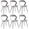 JZGORC Set di 6 Sedie da Pranzo Moderno, Sedie da Cucina, con Gambe in Metallo Sedia e Grande Design Dello Schienale Cavo, Adatto Per Soggiorno e Sala da Pranzo - Grigio + Grigio