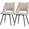 ML DESIGN modern living ML-Design Set di 2 Sedie per Sala da Pranzo Beige Seduta in Poliestere con Gambe in Metallo Nero Poltrona da Cucina con Schienale da Soggiorno Sedie Imbottite per Ufficio Poltrone