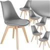 tectake® Set di 6 Sedie da Sala da Pranzo, Sedie Eleganti e Stabili, Perfette per Cucina e Soggiorno, Forma Ergonomica, Materiali Resistenti e Facili da Pulire - Grigio