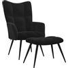 vidaXL Poltrona Relax con Sgabello in Velluto Nero