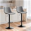 STOOLINK Set di 2 Sgabello da Bar Sedia Bar Pelle in Microfibra, Sgabelli Cucina Regolabile in Altezza e Girevole a 360°, Sgabello Bar con Schienale e Poggiapiedi-Grigio
