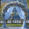 Chickwin Drappeggio di Arco Nozze con 2 Nastri,Esterno/Interno Arco Matrimonio,Tulle Tenda Chiffon,Drappeggio per Arco Nuziale,Sfondo Decorazioni Matrimonio Cerimonie Feste (Blu,160x800cm)