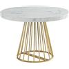 Vente-unique-Tavolo da pranzo allungabile da 2 a 12 coperti in MDF e Acciaio Effetto marmo Bianco e Oro - FIRELA