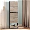 CASABEL Scarpiera Portascarpe 15 Paia - Armadio Mensola Grande Capacità per Ingresso, Corridoio - L60xP17xH180 cm - Porte Legno Chiaro Telaio Nero