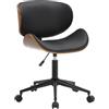 CLP Sedia da ufficio Sammy I Sedia girevole con rivestimento in similpelle I Struttura in legno di bentwood, Colore:nero