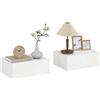 HOMCOM Set di 2 comodini galleggianti con cassetto, comodini per la camera da letto, montati a parete, stile moderno, per il soggiorno, 40x30x15 cm, bianco lucido