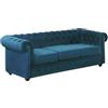Vente-unique - Divano fisso 3 posti Chesterfield - velluto - verde petrolio