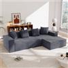 Trdlpyn 261CM Divano Componibile Modulare con Chaise longue a L, Divano Letto Cloud con Seduta Profonda, divani a Compressione in Spugna, divano Imbottito per Soggiorno, Non Richiede Montaggio, Grigio