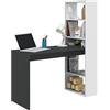 Arreditaly Scrivania Con Libreria Reversibile Kirkensen Scrittoio Scaffali Laterali Mobile Desk da Ufficio Soggiorno Sala Da Pranzo 120 x 144 x 53 cm Colore Bianco e Grigio Antracite