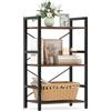 COSTWAY Scaffale a 3 Ripiani, Libreria Salvaspazio con Dispositivo Antiribaltamento, Struttura in Metallo, Mobile Espositivo in Legno per Soggiorno Camera e Ufficio, 42 x 28 x 70 cm (Marrone)
