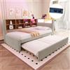 Trdlpyn Divano Letto 90 * 200 con Telecomando illuminazione d'atmosfera e Presa USB, Letto Estraibile 90 * 190, Vano Comodino, Rete a doghe in Legno Massello, Flanella, Grigio Chiaro(Nessun materasso