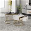 MURUL Elegante tavolino componibile, effetto marmo, tavolino con cassetti, set da 2, decorazione oro (nero+oro)