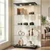 Aislinglen - Vetrinetta in vetro con illuminazione LED, armadio espositivo nero 164,5 x 80,6 x 36,5 cm, porte in vetro con serratura, vetrinetta a terra con 2 luci LED, vetro temperato di sicurezza da
