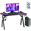 Aufun Scrivania da gioco Bureau Gaming Table Gaming con LED per computer, tavolo da gioco, 120 x 60 cm, stabile scrivania in PC con rivestimento in fibra di carbonio, tavolo da gioco ergonomico