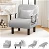 Ckaff Poltrona Letto 4 in 1, Poltrona Divano Letto Singolo, Poltrona Pieghevole con Schienale Regolabile in 6 Posizioni per Camera da Letto Soggiorno Ufficio, Gregio chiaro