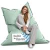 Bruni Pouf gigante Caree verde menta - Pouf rettangolare XXL con imbottitura da 140 x 180 cm e 400 l, Bean-Bag con rivestimento interno, sacco reclinabile, fodera rimovibile, per interni ed esterni
