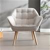 chairus Poltrona da Salotto in Tessuto di Lino Poltrona Imbottita con Braccioli Poltroncina Moderna con Gambe in Legno Poltroncina Relax per Soggiorno/Camera da Letto, Beige