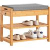 SoBuy Scarpiera Panca Ingresso Salvaspazio con Cuscino Imbottito, 2 Ripiani per Scarpe e Cassetto Removibile, Slim e Compatto per Ingresso, Soggiorno, Camera da Letto, 150kg di Portata - FSR49-N