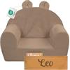 Flumi Poltrona per bambini personalizzata - Seduta per la sala giochi - Poltrona con nome inciso del bambino (BEIGE)