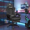 ALFORDSON Sedia da Gaming Massaggiante, Poggiapiedi Telescopico, Sedia Gamer con Cuscino Lombare & Poggiatesta, Ergonomico Sedie da Ufficio Schienale Regolabile 90-150°, Tessuto(Grigia scura)