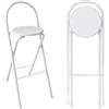Jpquantrics 1pcs Sgabelli Cucina Pieghevoli Alto Portatile Sgabello da Bar Nessun Montaggio Richiesto Salvaspazio Sgabello da Colazione Pranzo Sgabello Pieghevole Campeggio con Poggiapiedi(White,70cm)