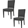 t m c s Tommychairs - Set 2 sedie modello Genny per cucina bar e sala da pranzo, robusta struttura in legno di faggio verniciata in antracite, imbottita e rivestita in finta pelle antracite