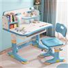 Yokawe Set di sedie da scrivania per bambini rosa, altezza regolabile, tavolo da studio per bambini, scrivania allargata con scomparto portaoggetti per casa e scuola (blu)