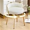 Hellove Sgabello Toeletta Trucco, Sgabello Girevole Da Pranzo Con Gambe In Metallo Dorato, Hocker Basso Stool Poggiapiedi, Makeup-Hocker, Sgabello In Pelle Per Camera Da Letto, Soggiorno, Bianco