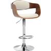 CLP Sgabello Rétro Kingston Con Braccioli I Sgabello Bar Girevole In Similpelle E Legno I Sgabello Alto Regolabile 63-77 CM, Colore:noce/bianco
