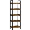 HOMCOM Libreria Stile Industriale a 5 Ripiani, Mobile Libreria in Legno e Metallo per Casa e Ufficio, 48x30x155cm, Marrone Rustico