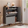 UEV Scarpiera con 2 alette e 2 ante, 105 x 24 x 120 cm, armadio corridoio grigio