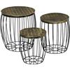 Outsunny Set di 3 Tavolini da Giardino Impilabili, Arredamento da Esterno Stile Industriale in Metallo Nero