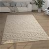 Paco Home Tappeto Salotto Pelo Lungo Shaggy Effetto 3D Etnico Boho Vintage Morbido, Dimensione:60x100 cm, Colore:Crema 6