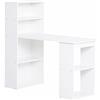 HOMCOM Scrivania Computer con Libreria Porta PC Salvaspazio, Tavolo da Pranzo per Ufficio e Studio, 120x55x120 cm, Bianco