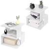 EUGAD Set 2 Comodini per Camera da Letto in Legno, Tavolino Bianco Design Moderno, Mobiletto Salvaspazio per Soggiorno, Piccola Libreria a 2 Ripiani, 40x40x43,5cm, 0166ZZ-2