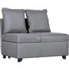 HOMCOM 3 in 1 Poltrona Letto Imbottita con Schienale Reclinabile in 5 Posizioni e Cuscini, Divano Letto Una Piazza e Mezza in Tessuto Effetto Lino e Legno per Soggiorno, 98x71x67 cm, Grigio Scuro