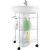 Feridras 2 ripiani, Mobile Bagno Sottolavabo 34x55x67 con Rotelle Cromo