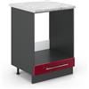 Vicco Mobile per forno da incasso Fame-Line, Bordeaux lucido, 60 cm, PL Marmo, per la combinazione con altri moduli della serie Fame-Line