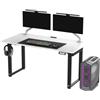 Ultradesk Uplift V2 Desk per Giocatori Tavolo da Gioco con Struttura in Acciaio, Spazio per Tre Monitor, Regolazione Elettrica dell'Altezza, Spazio per le Gambe e Altro Ancora, 160 x 75 cm, Bianco