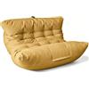 Aiire Pouf Poltrona Sacco di Design - Puff per Sedersi in Cotone con Imbottitura Inclusa - Bean Bag Chair per Salotto, Camera da Letto o Lettura - Pouffe Moderno XXL 2 Posti Senape